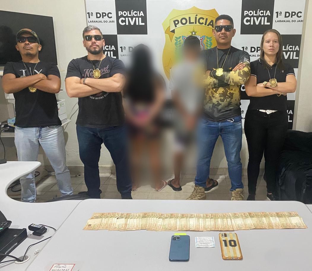 EM LARANJAL DO JARI, POLÍCIA CIVIL PRENDE DUPLA EM FLAGRANTE POR ESTELIONATO E RECUPERA DINHEIRO DA VÍTIMA